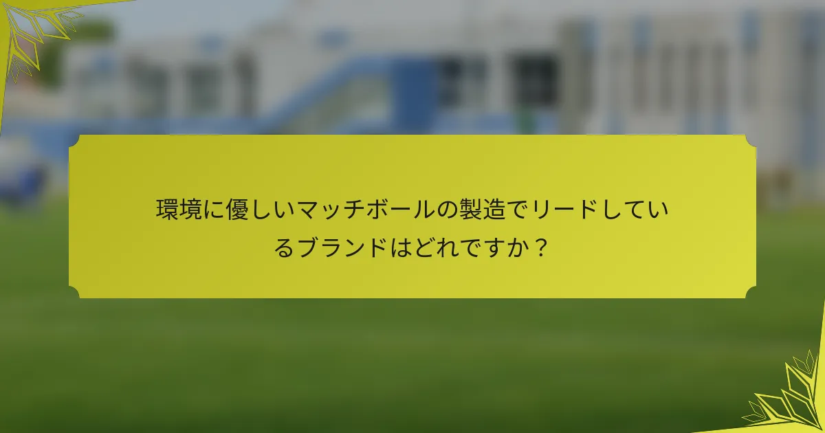 環境に優しいマッチボールの製造でリードしているブランドはどれですか？