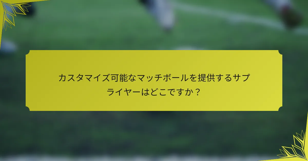 カスタマイズ可能なマッチボールを提供するサプライヤーはどこですか？