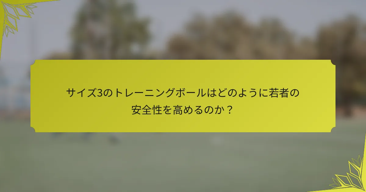 サイズ3のトレーニングボールはどのように若者の安全性を高めるのか？
