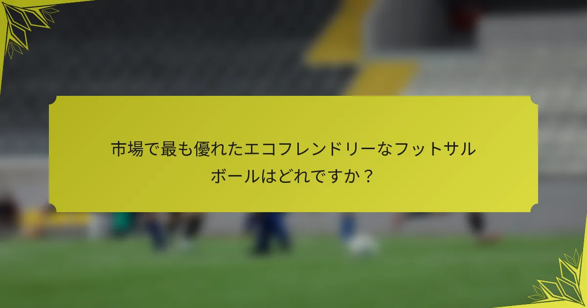 市場で最も優れたエコフレンドリーなフットサルボールはどれですか？
