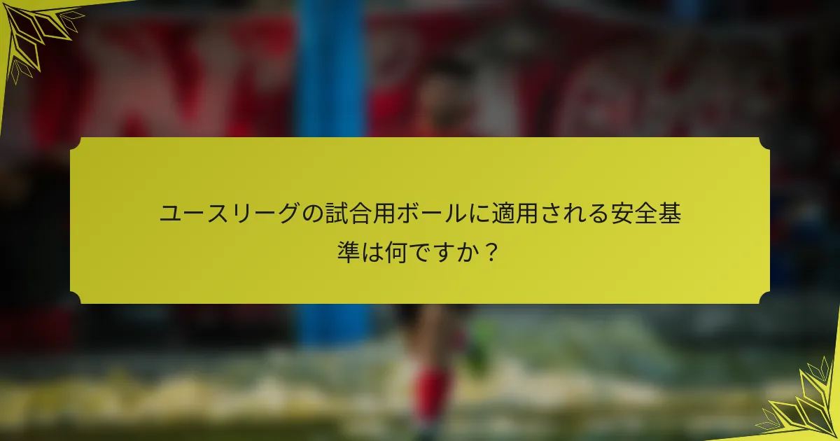 ユースリーグの試合用ボールに適用される安全基準は何ですか？
